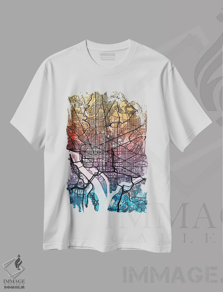 تیشرت سفید طرح دار – تیشرت آبستره ,D.C., USA,واشنگتن دی سی، ایالات متحده آمریکا اثر مایکل تامپست فروشگاه ایماژ