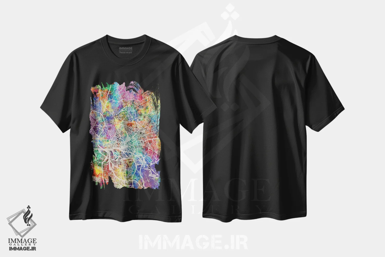 تیشرت مشکی طرح دار – تیشرت شهری ,نقشه شهری هامبورگ، آلمان اثر مایکل تامپست فروشگاه ایماژ