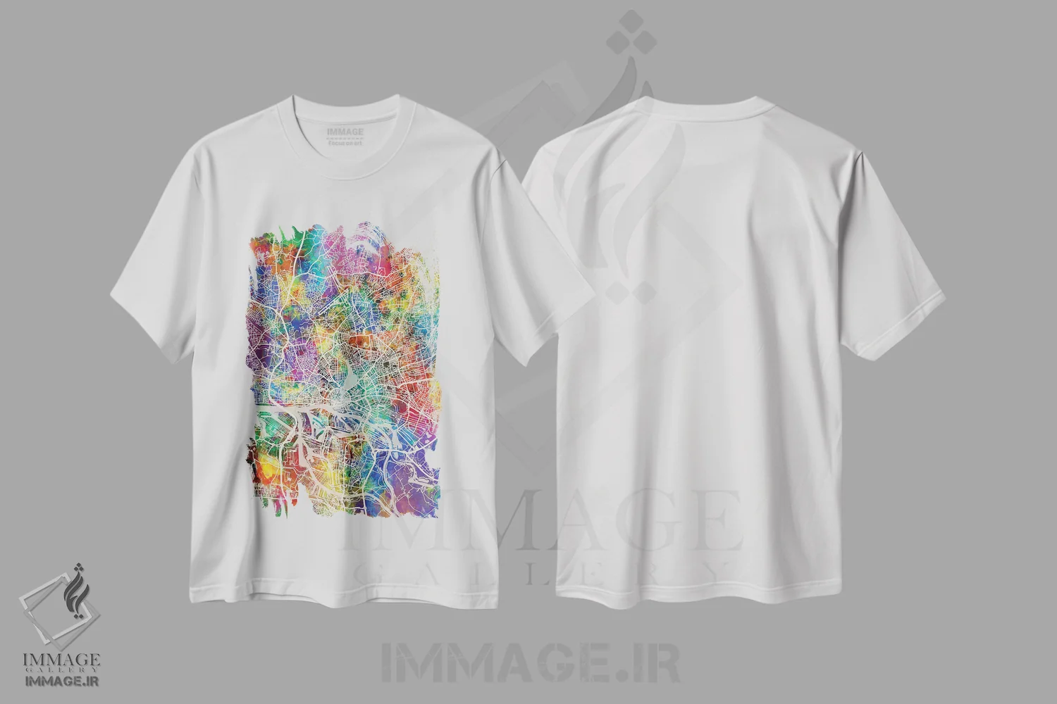 تیشرت سفید طرح دار – تیشرت شهری ,نقشه شهری هامبورگ، آلمان اثر مایکل تامپست immage.ir