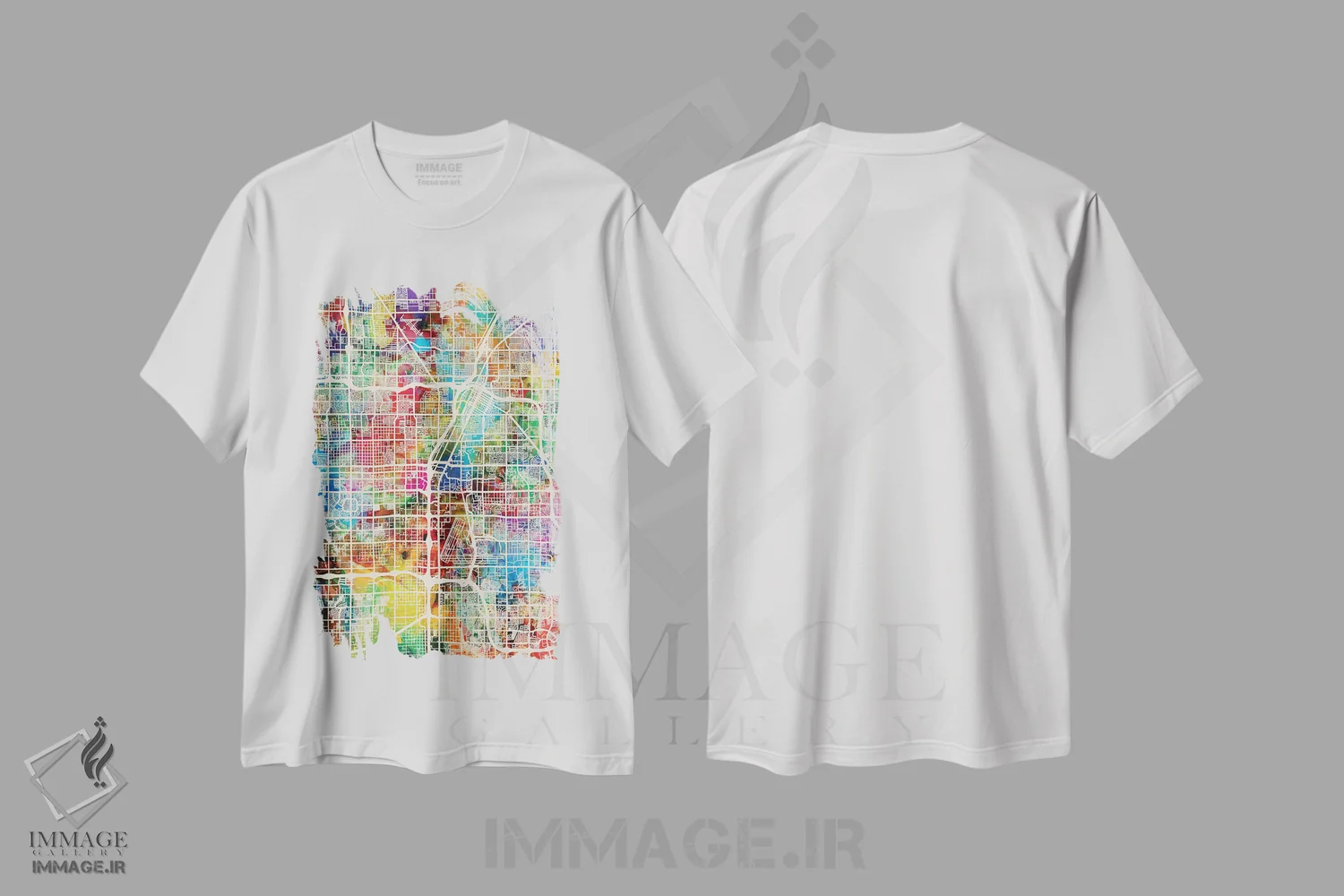 تیشرت سفید طرح دار – تیشرت گرافیکی ,نقشه خیابانی لاس وگاس اثر مایکل تامپست فروشگاه ایماژ