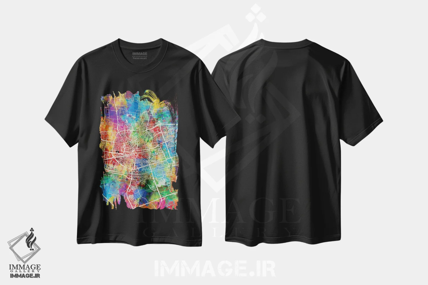 تیشرت مشکی طرح دار – تیشرت هنری اروپایی ,نقشه شهری لیوواردن، هلند اثر مایکل تامپست فروشگاه ایماژ