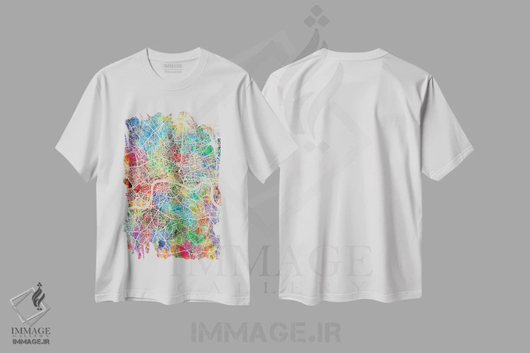 تیشرت سفید طرح دار – تیشرت شهری ,نقشه خیابانی لندن، انگلستان اثر مایکل تامپست immage.ir