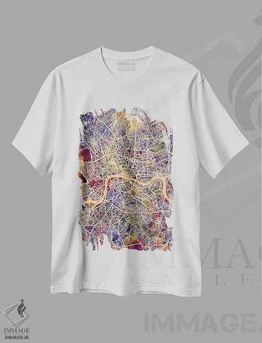 تیشرت سفید طرح دار – تیشرت نقشه London ,نقشه خیابانی لندن، انگلستان اثر مایکل تامپست فروشگاه ایماژ