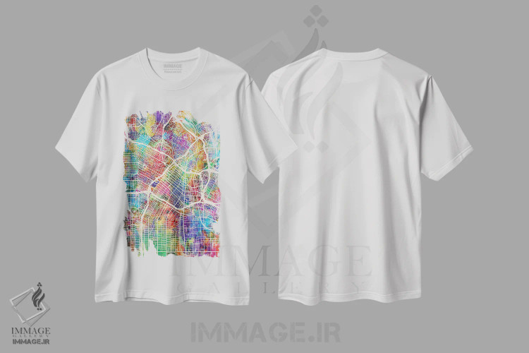 تیشرت سفید طرح دار – تیشرت لس آنجلس ,نقشه خیابانی لس آنجلس اثر مایکل تامپست immage.ir