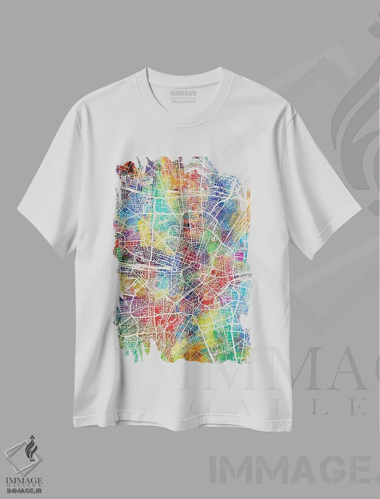 تیشرت سفید طرح دار – تیشرت اروپایی ,نقشه شهری مونیخ، آلمان اثر مایکل تامپست فروشگاه ایماژ