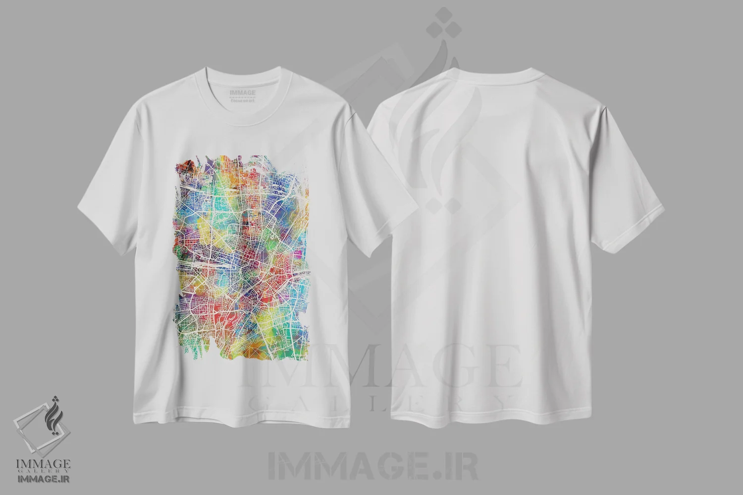 تیشرت سفید طرح دار – تیشرت اروپایی ,نقشه شهری مونیخ، آلمان اثر مایکل تامپست فروشگاه ایماژ