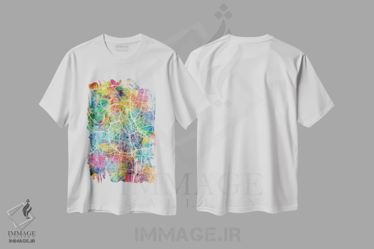 تیشرت سفید طرح دار – تیشرت گرافیکی شهری ,نقشه شهر نشویل تنسی I اثر مایکل تامپست فروشگاه ایماژ