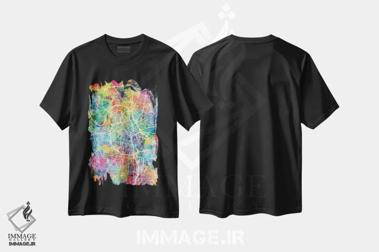 تیشرت مشکی طرح دار – تیشرت گرافیکی شهری ,نقشه شهر نشویل تنسی I اثر مایکل تامپست immage.ir
