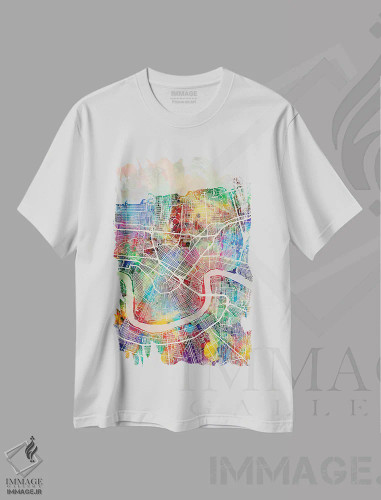 تیشرت سفید طرح دار – تیشرت شهری ,نقشه خیابان های نیواورلئان I اثر مایکل تامپست فروشگاه ایماژ