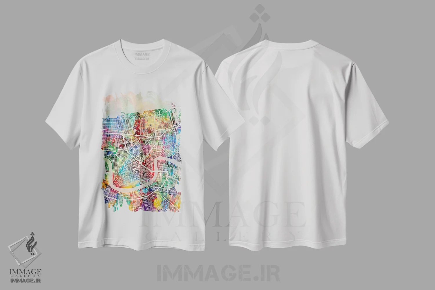 تیشرت سفید طرح دار – تیشرت شهری ,نقشه خیابان های نیواورلئان I اثر مایکل تامپست فروشگاه ایماژ