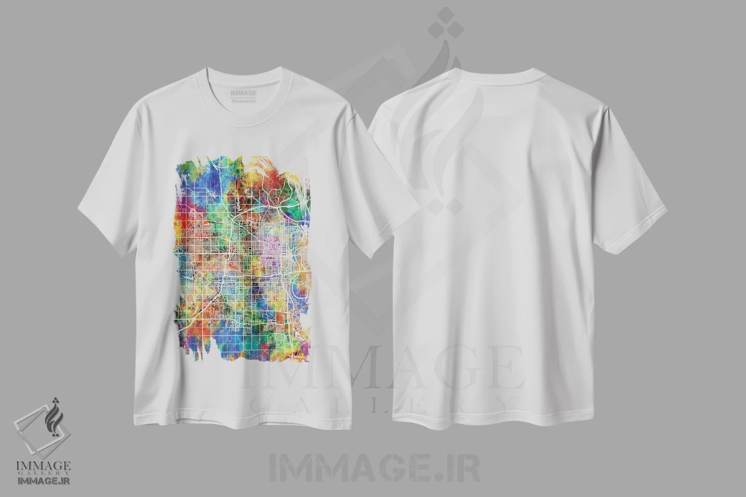 تیشرت سفید طرح دار – تیشرت شهری ,نقشه شهر اوماها نبراسکا I اثر مایکل تامپست فروشگاه ایماژ