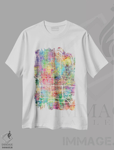 تیشرت سفید طرح دار – تیشرت طبیعت ,نقشه شهر فونیکس آریزونا I اثر مایکل تامپست فروشگاه ایماژ