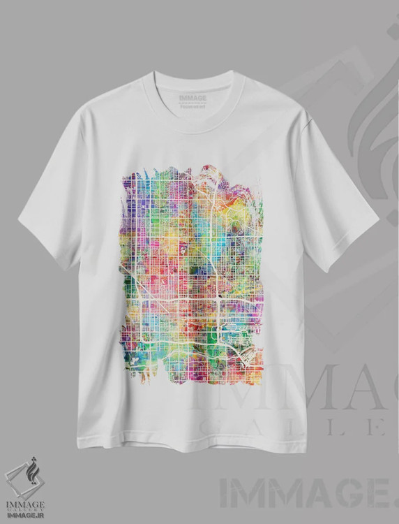تیشرت سفید طرح دار – تیشرت طبیعت ,نقشه شهر فونیکس آریزونا I اثر مایکل تامپست فروشگاه ایماژ