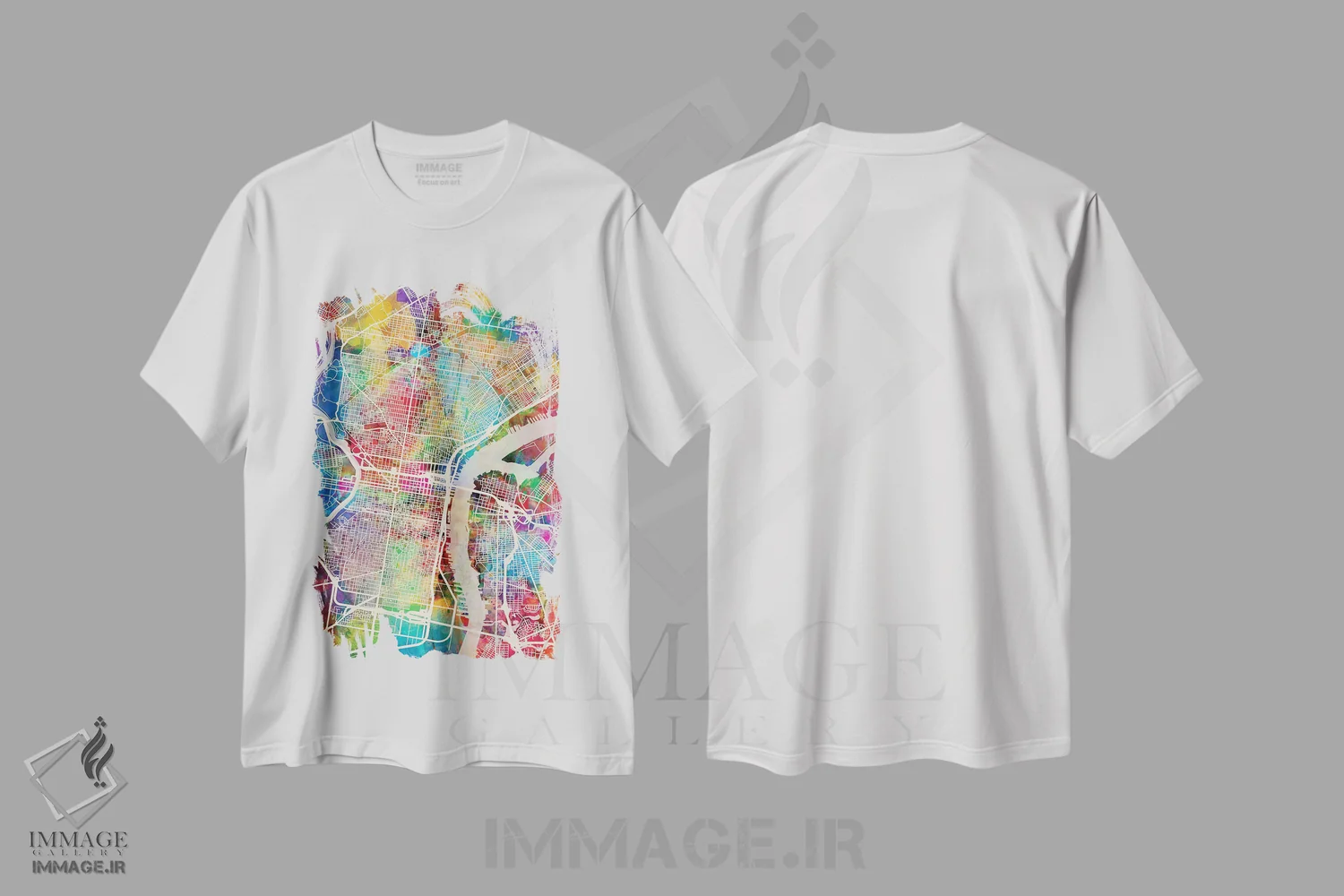تیشرت سفید طرح دار – تیشرت شهری ,نقشه خیابان های فیلادلفیا پنسیلوانیا II اثر مایکل تامپست immage.ir