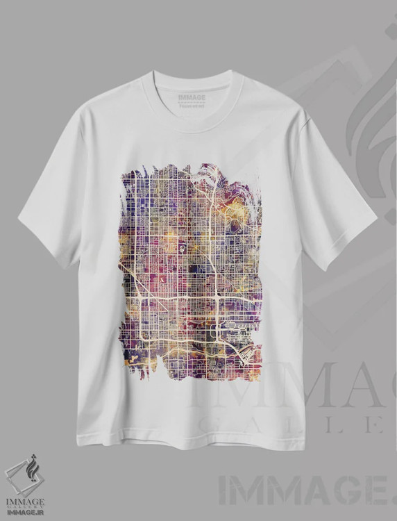 تیشرت سفید طرح دار – تیشرت شهری ,نقشه شهر فونیکس آریزونا II اثر مایکل تامپست immage.ir