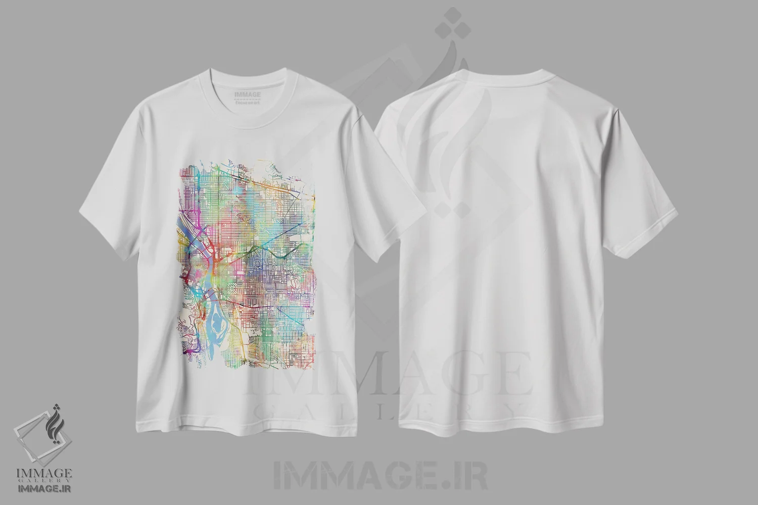 تیشرت سفید طرح دار – تیشرت گرافیکی ,نقشه شهر پورتلند اورگن III اثر مایکل تامپست فروشگاه ایماژ