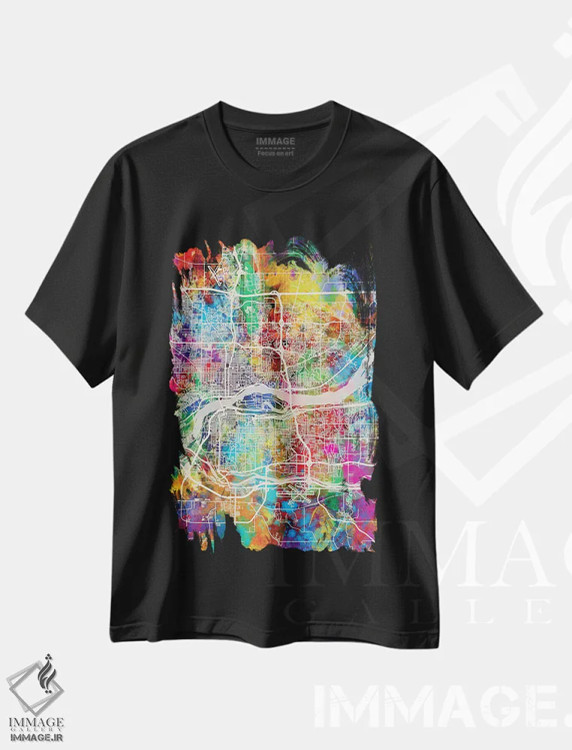 تیشرت مشکی طرح دار – تیشرت استریت ,نقشه خیابان های چهار شهر III اثر مایکل تامپست فروشگاه ایماژ