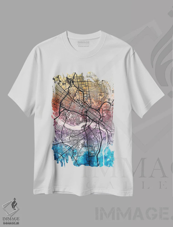 تیشرت سفید طرح دار – تیشرت هنری ,نقشه شهر ریچموند ویرجینیا IV اثر مایکل تامپست immage.ir