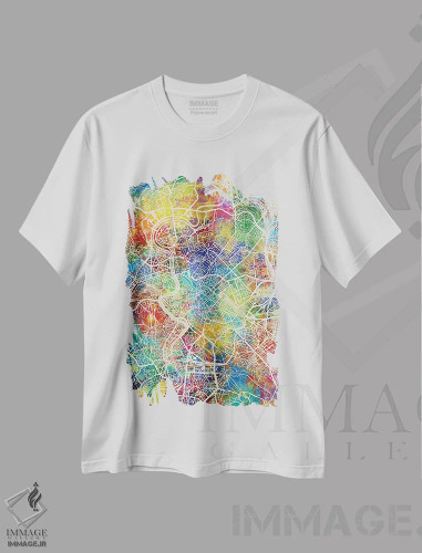 تیشرت سفید طرح دار – تیشرت هنری ,نقشه شهر رم ایتالیا I اثر مایکل تامپست فروشگاه ایماژ