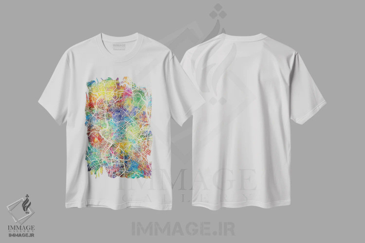 تیشرت سفید طرح دار – تیشرت هنری ,نقشه شهر رم ایتالیا I اثر مایکل تامپست فروشگاه ایماژ
