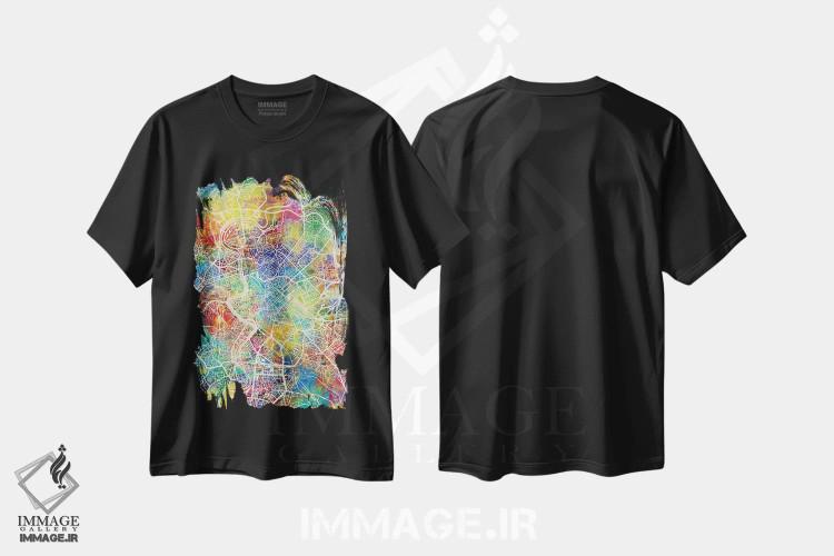 تیشرت مشکی طرح دار – تیشرت هنری ,نقشه شهر رم ایتالیا I اثر مایکل تامپست immage.ir