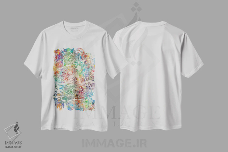 تیشرت سفید طرح دار – تیشرت نقشه ,نقشه شهر روتردام هلند I اثر مایکل تامپست فروشگاه ایماژ