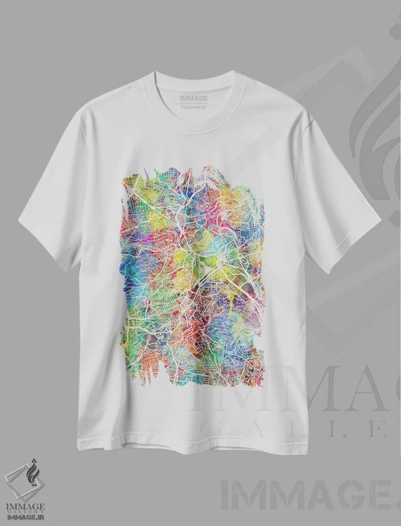 تیشرت سفید طرح دار – تیشرت گرافیکی اروپایی ,نقشه شهر اشتوتگارت آلمان I اثر مایکل تامپست فروشگاه ایماژ