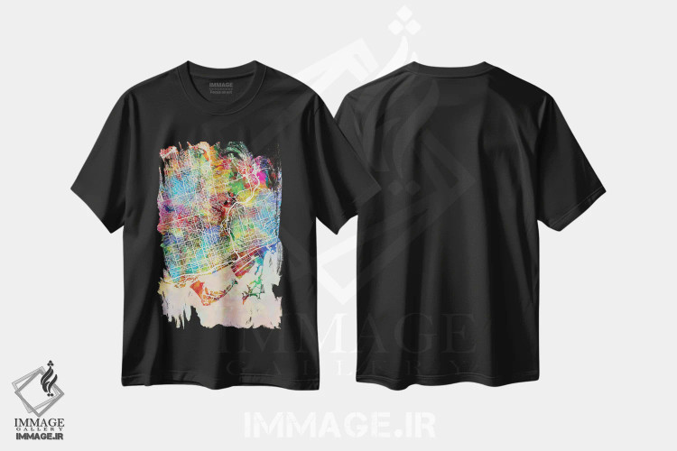 تیشرت مشکی طرح دار – تیشرت مینیمال ,نقشه خیابان های تورنتو I اثر مایکل تامپست immage.ir