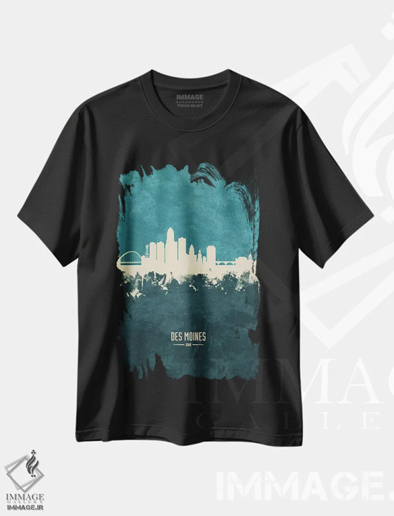 تیشرت مشکی طرح دار – تیشرت مینیمال ,منظره خط افق دموین آیووا اثر مایکل تامپست immage.ir