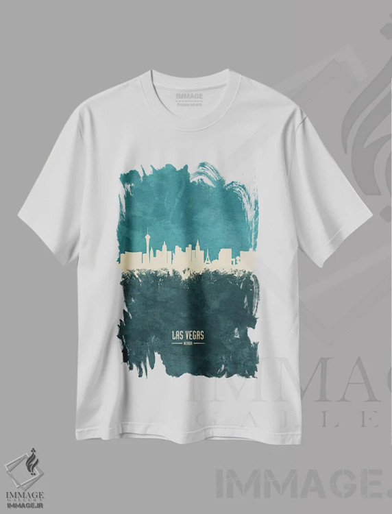 تیشرت سفید طرح دار – تیشرت شهری ,منظرهٔ خط افق لاس وگاس، نوادا اثر مایکل تامپست immage.ir