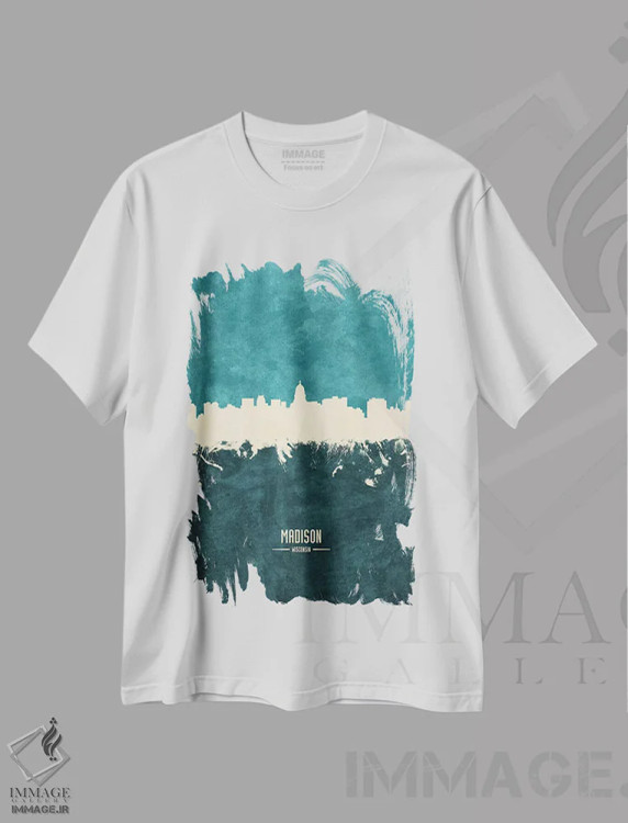 تیشرت سفید طرح دار – تیشرت تایپوگرافی ,منظرهٔ خط افق مدیسون، ویسکانسین اثر مایکل تامپست immage.ir
