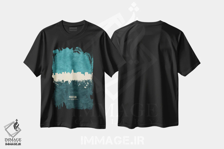تیشرت مشکی طرح دار – تیشرت تایپوگرافی ,منظرهٔ خط افق مدیسون، ویسکانسین اثر مایکل تامپست فروشگاه ایماژ