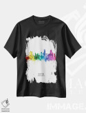تیشرت مشکی طرح دار – تیشرت رنگی ,خط افق قدی بوستون رنگین کمانی اثر مایکل تامپست immage.ir
