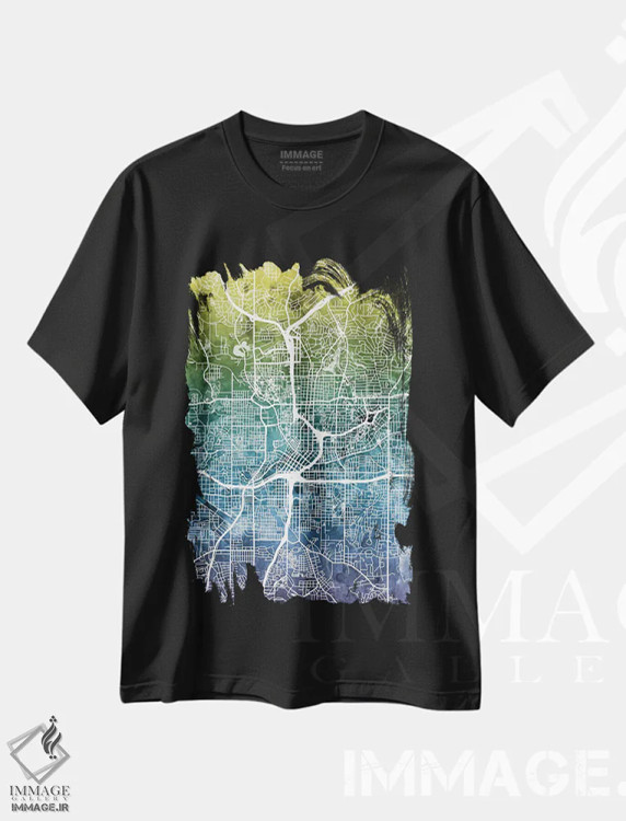 تیشرت مشکی طرح دار – تیشرت هنری نقشه ,Georgia, USA,آتلانتا، جورجیا، ایالات متحده اثر مایکل تامپست immage.ir