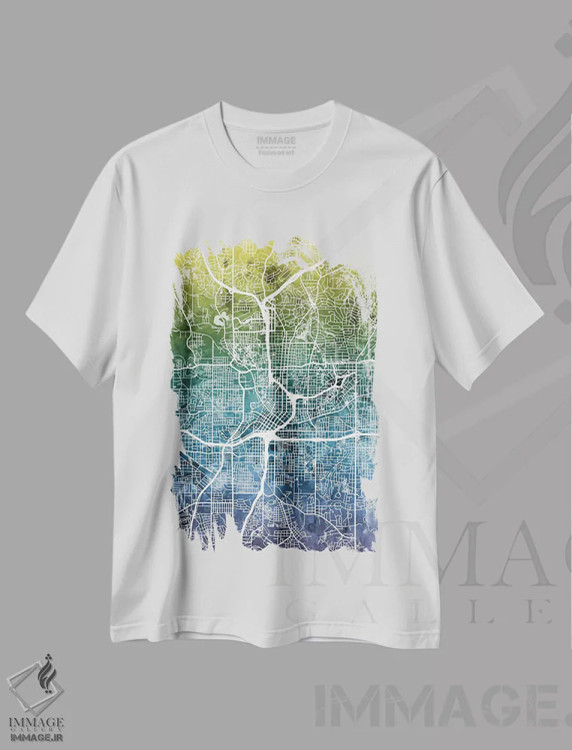 تیشرت سفید طرح دار – تیشرت هنری نقشه ,Georgia, USA,آتلانتا، جورجیا، ایالات متحده اثر مایکل تامپست فروشگاه ایماژ