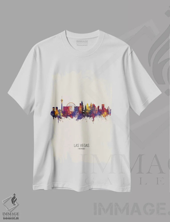 تیشرت سفید طرح دار – تیشرت شهری ,خط افق لاس وگاس نوادا در پاییز اثر مایکل تامپست فروشگاه ایماژ