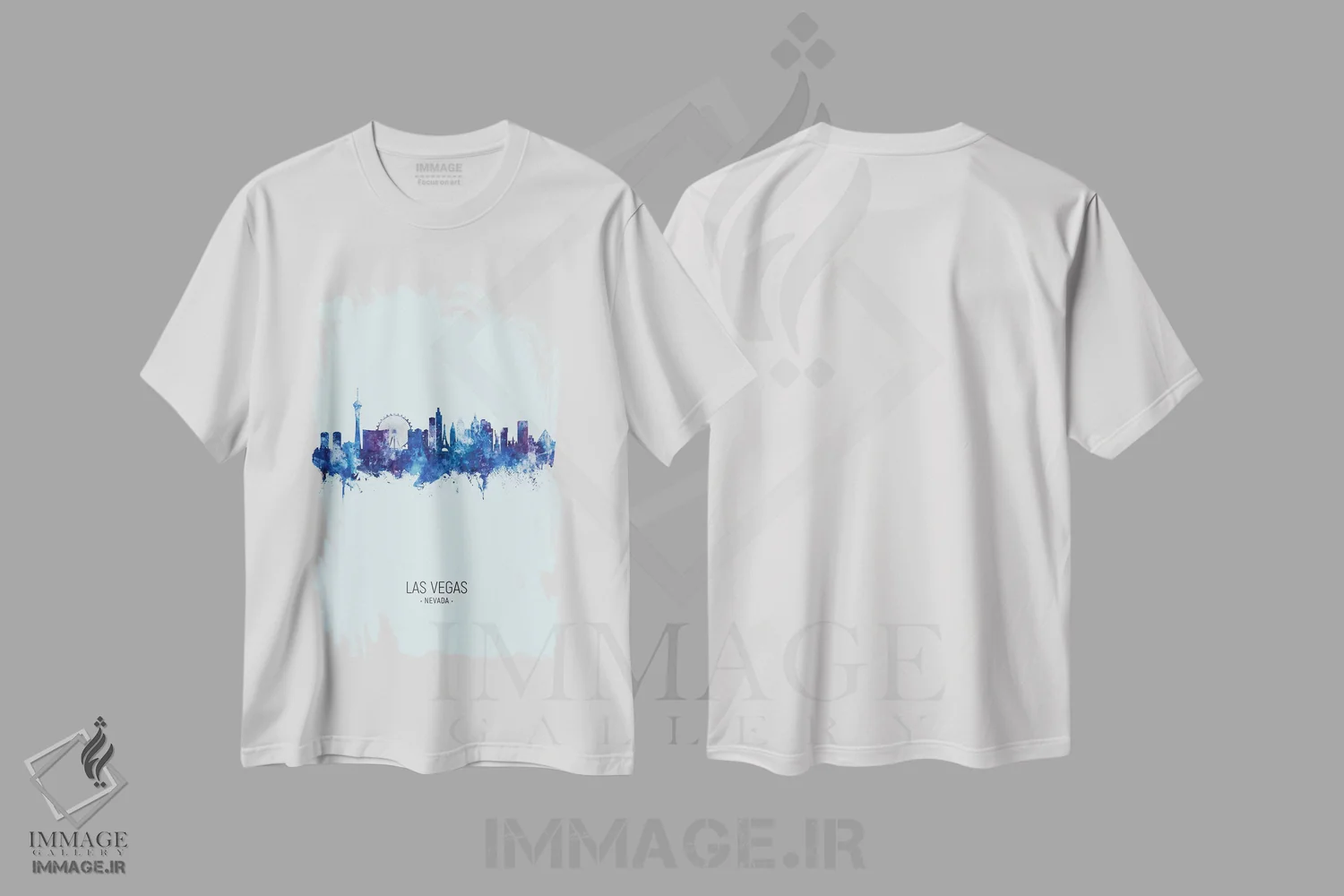 تیشرت سفید طرح دار – تیشرت شهری ,خط افق لاس وگاس نوادا پرتره آبی تیره اثر مایکل تامپست immage.ir