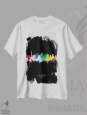 تیشرت سفید طرح دار – تیشرت اسپرت ,خط افق پرتره لاس وگاس نوادا رنگین کمانی روی زمینه مشکی اثر مایکل تامپست فروشگاه ایماژ