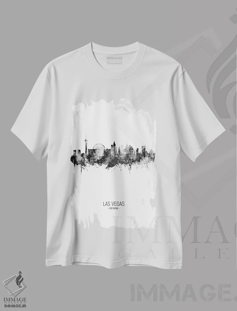 تیشرت سفید طرح دار – تیشرت سیاه سفید ,خط افق پرتره لاس وگاس نوادا سیاه و سفید اثر مایکل تامپست immage.ir