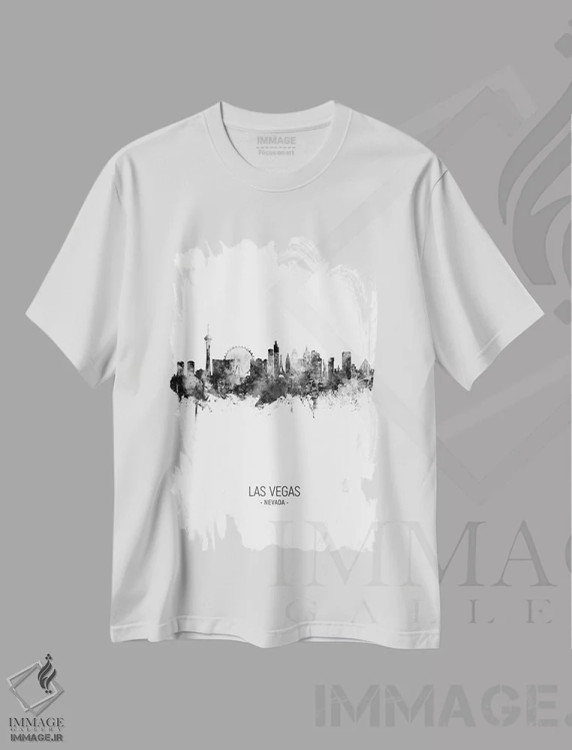 تیشرت سفید طرح دار – تیشرت سیاه سفید ,خط افق پرتره لاس وگاس نوادا سیاه و سفید اثر مایکل تامپست immage.ir