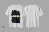 تیشرت سفید طرح دار – تیشرت اسپرت ,خط افق پرتره لاس وگاس نوادا رنگین کمانی روی زمینه مشکی اثر مایکل تامپست فروشگاه ایماژ