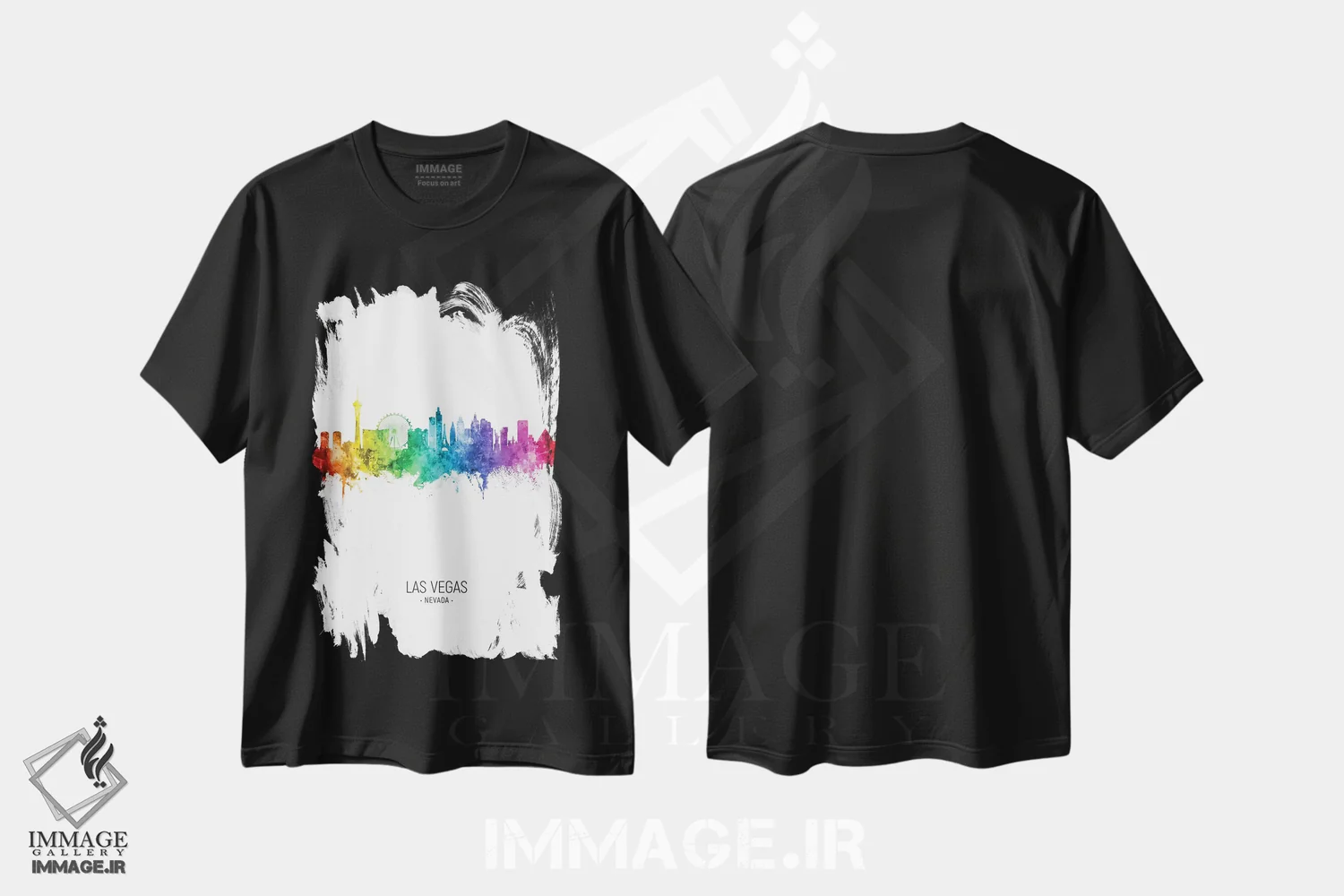 تیشرت مشکی طرح دار – تیشرت گرافیکی رنگی ,خط افق قدی لاس وگاس نوادا رنگین کمانی اثر مایکل تامپست immage.ir