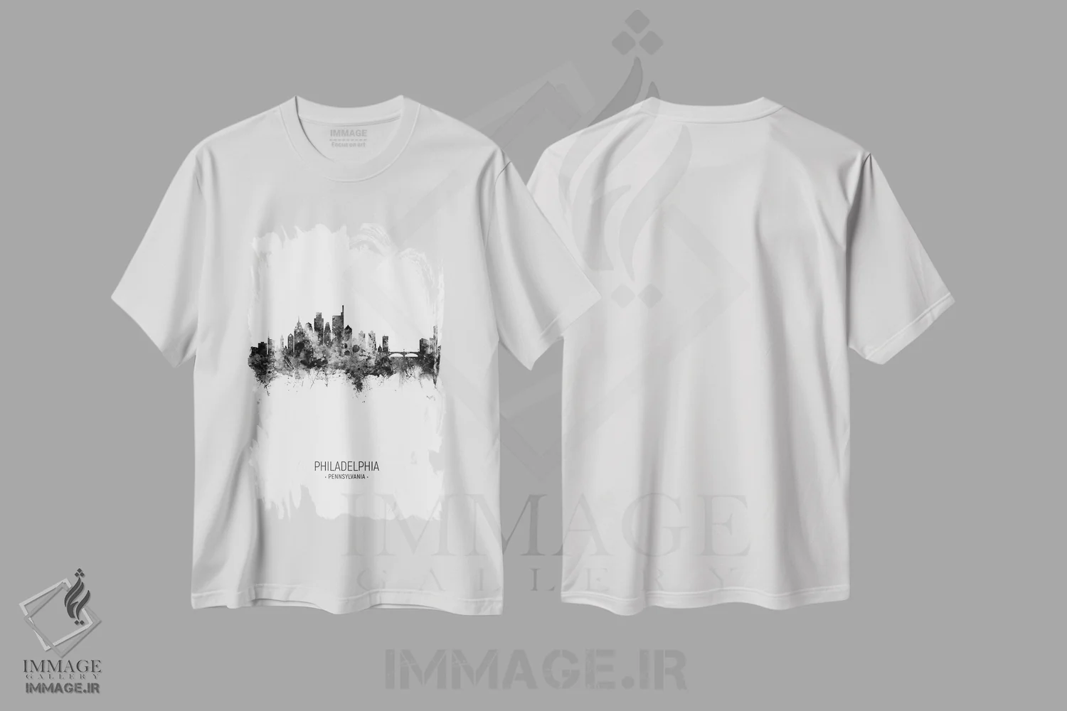 تیشرت سفید طرح دار – تیشرت سیاه سفید ,خط افق پرتره فیلادلفیا سیاه و سفید اثر مایکل تامپست immage.ir