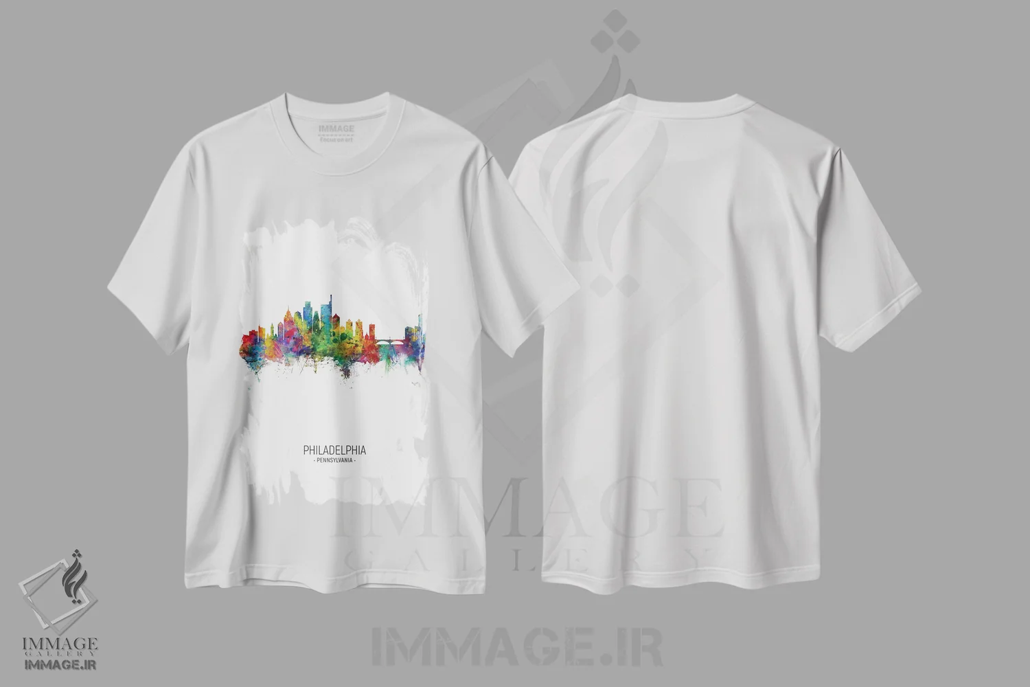 تیشرت سفید طرح دار – تیشرت شهری ,خط افق پرتره فیلادلفیا اثر مایکل تامپست immage.ir