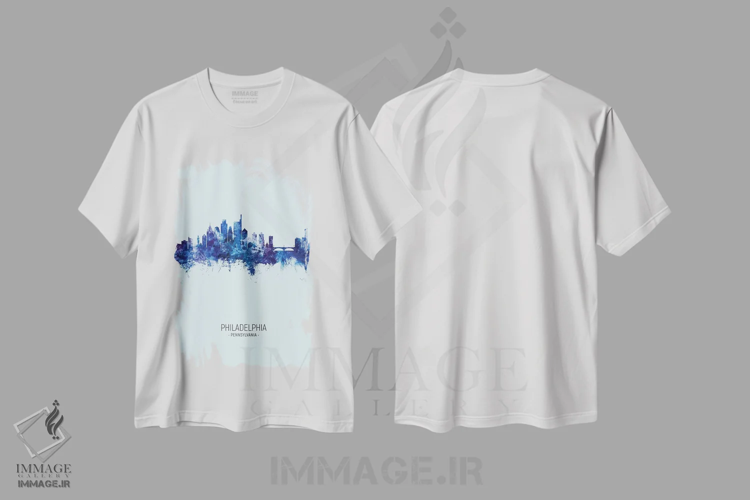 تیشرت سفید طرح دار – تیشرت شهری ,خط افق پرتره فیلادلفیا آبی تیره اثر مایکل تامپست immage.ir
