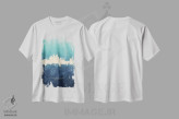 تیشرت سفید طرح دار – تیشرت مدرن ,خط افق فیلادلفیا سرمه ای فیروزه ای اثر مایکل تامپست فروشگاه ایماژ