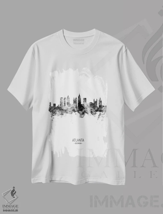 تیشرت سفید طرح دار – تیشرت مینیمال ,منظرهٔ پرتره آتلانتا جورجیا اثر مایکل تامپست immage.ir