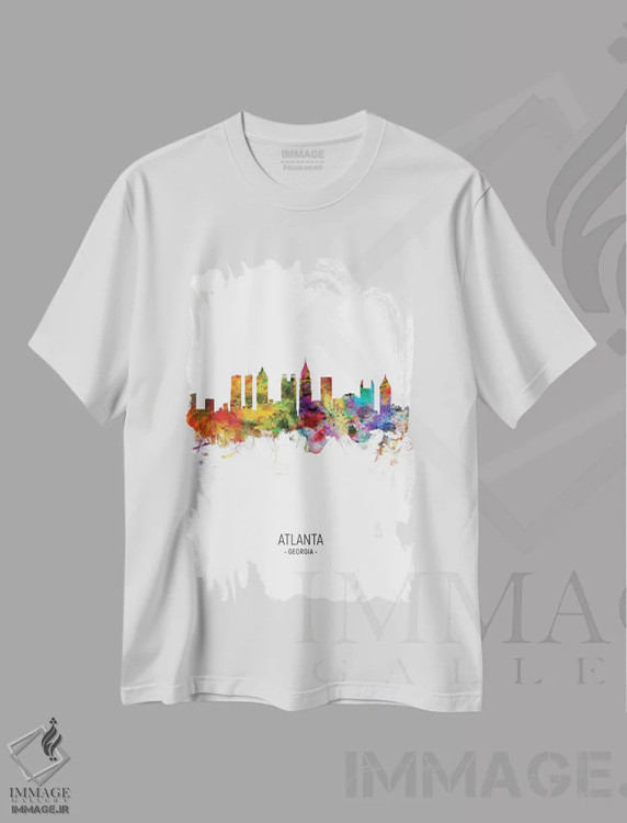 تیشرت سفید طرح دار – تیشرت سفر ,منظرهٔ پرتره آتلانتا جورجیا اثر مایکل تامپست immage.ir