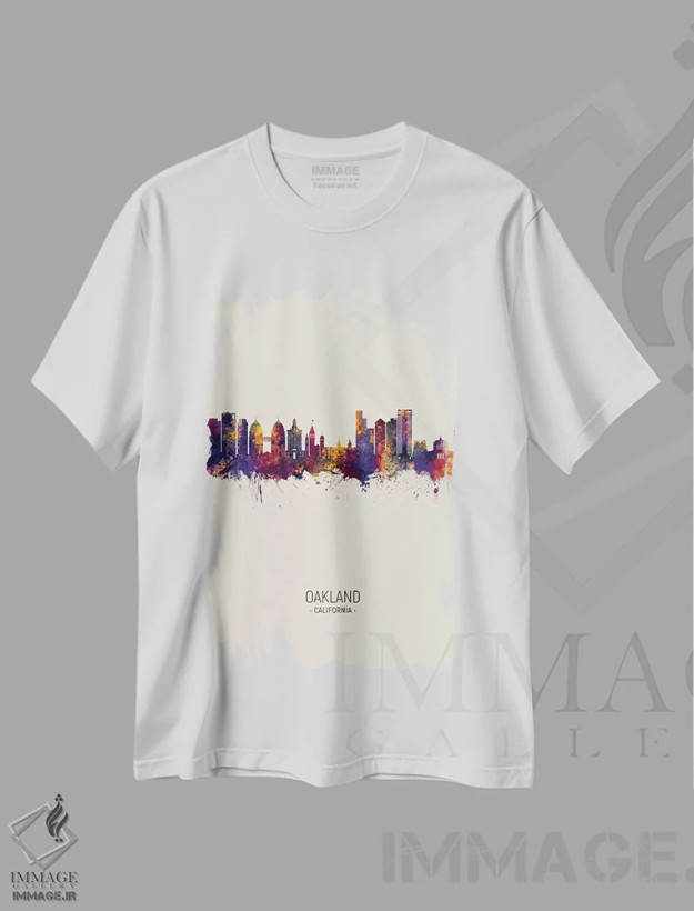 تیشرت سفید طرح دار – تیشرت پاییزی ,منظرهٔ اوکلند کالیفرنیا در پاییز اثر مایکل تامپست فروشگاه ایماژ
