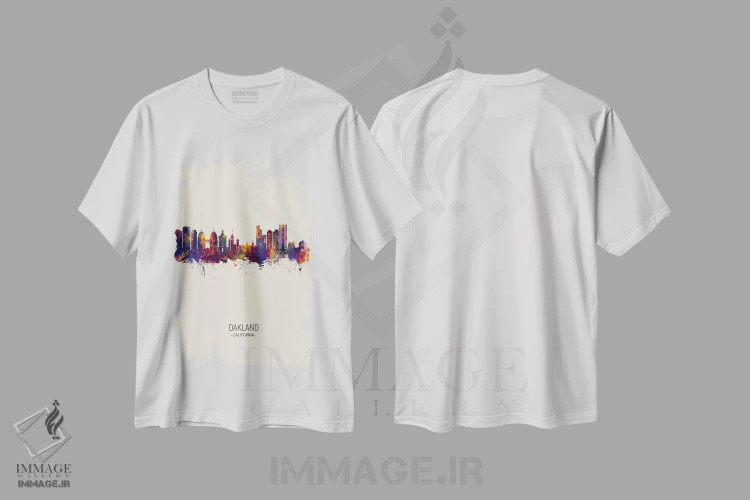 تیشرت سفید طرح دار – تیشرت پاییزی ,منظرهٔ اوکلند کالیفرنیا در پاییز اثر مایکل تامپست فروشگاه ایماژ